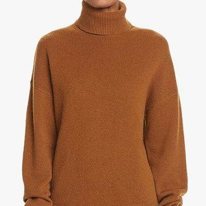 Theory Cashmere Turtleneck Sweater in Caramel, Size Small